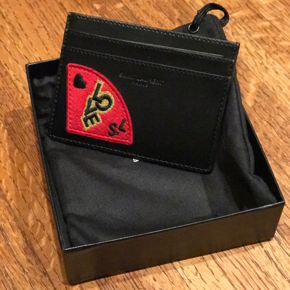 Saint Laurent Accessories - SAINT LAURENT PARIS "S.L LOVE" PATCH CARD CASE